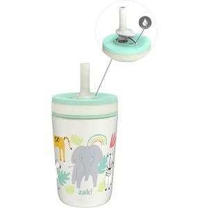 Zak Designs Kelso Toddler Cups For Travel or At Home, 12oz Vacuum Insulated Stainless Steel Sippy Cup With LeakProof Design is Perfect For Kids (Safari)