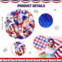 17.72 Inch 4th of July Wreath with Light Patriotic Wreaths for Front Door Mesh Red White Blue Memorial Day American Flag Star Decorations for Independence Veterans Day Home Indoor Outdoor
