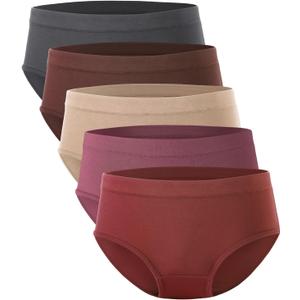 BAMBOO COOL Womens Underwear, Moisture-Wicking Briefs, Soft and Breathable Panties, Mid Waist, 5-Pack, XL
