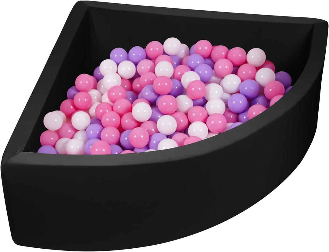 Ball Pit Black,Sector Foam Ball Pits for Toddlers,Ball Pit Pool Playpen Foldable & Portable Soft Ball Pool 35.4x 11.8