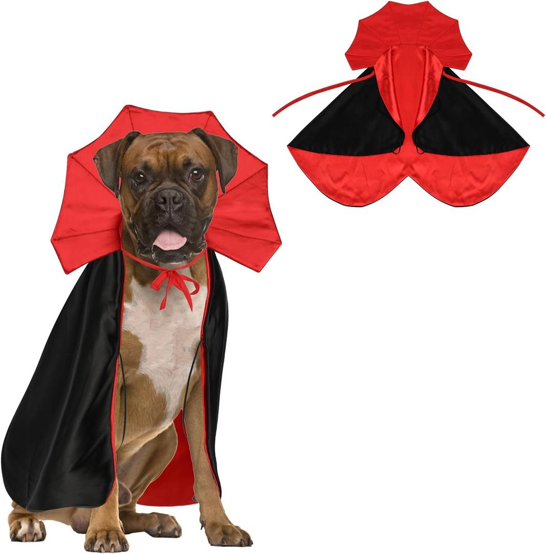 Rypet Large Dog Halloween Costumes Dog Vampire Cloak Costume Dogs Mantle Apparel Pet Clothing Vampire Cape for Medium Large Dogs (Large(Back Length 19"))