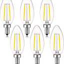 2W LED Candelabra Bulb 25W Equivalent E12 Dimmable LED Bulbs Clear Filament Vintage Home Decoration Candle Light Bulbs B11 2700K Warm White,6 Pack