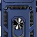 for iPhone 17 Pro Max Case, with Slide Camera Cover HD Screen Protector [Military Grade 16ft. Drop Tested] Ring Holder Kickstand Protective Phone Case for Apple iPhone 17 Pro Max, Navy Blue