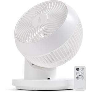 IRIS USA WOOZOO Air Circulator Fan with Remote, 360 Oscillation, 3 Speeds, 52ft Max Air Distance, Quiet Motor, Small Fan for Bedroom, Office, Dorm, White