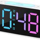 Cadmos Super Loud Alarm Clock for Heavy Sleepers Adults, Digital Clock with 7 Color NightLight, Adjustable Volume, USB Charger, Small Clocks for Bedrooms, Ok to Wake Up for Kids, Teens (White+RGB)