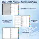 Daily Planner 2026-2027, 18-Month Weekly and Monthly Calendar Planner, January 2026 - June 2027, Planning Agenda Book with Laminated Tabs, Flexible Cover, 100GSM Thick Paper, A5 Size,Black