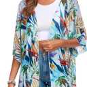 RELLECIGA Beach Cover Up for Women Swimsuit Kimono Cardigans Loose Casual Bathing Suit Coverups (Large, Leaf Print)