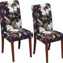 Stretch Dining Chair Covers Set of 2,Floral Print Chair Covers,Soft Removable Washable,Pet Friendly Furniture Protector,Universal Chair Slipcovers for Home, Kitchen,Ceremony Dining Room Seat