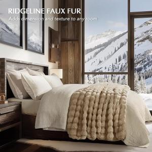 Ultra Soft Luxury Fluffy Faux Rabbit Fur Throw Blanket, Thick Warm Bubble Throw for Bed 150" x 200" Beige