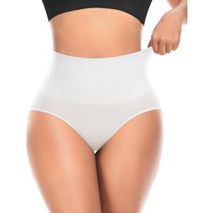 Werena Tummy Control Shapewear Underwear for Women High Waisted Body Shaper Panties Slimming Girdle Shaping Briefs (X-Large, #A2 Mid Waist White (Seamless))