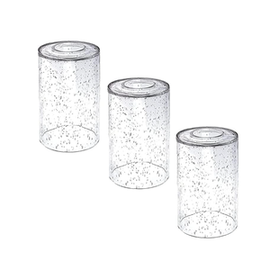 3 Pack Seeded Glass Lamp Shade Replacements, 5.9in Height, 3.9in Diameter, 1.7in Fitter, Cylinder Bubble Glass Shade Covers, Seeded Glass Replacement for Pendant Lights Chandeliers Wall Sconces