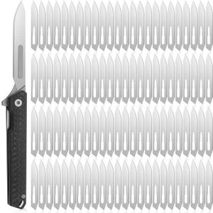 Small Folding Scalpel Knife with 96 Pcs #60xt Stainless Steel Blade Replacement Carbon Fiber Slim Pocket Knife with Replaceable Scalpel Blade Utility Knives for Outdoor Skinning Hunting