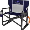 Rocking Camping Chair Rocker, Folding Chair Lawn Chairs with Cup Holders Foldable Outdoor Freestyle Navy Blue