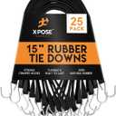 Rubber Bungee Cords with Hooks 25 Pack 15 Inch (23 Max Stretch) Heavy-Duty Black Tie Down Straps for Outdoor, Tarp Covers, Canvas Canopies, Motorcycle, and Cargo - by Xpose Safety