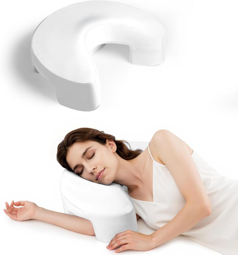 Side Sleeper Pillow for Adults, Ergonomic Memory Foam Shoulder Pillow with Arm Hole for Neck and Shoulder Pain, Suitable for Side Sleepers (White)