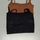 Chilylori Seamless Sports Bra Cropped Tank Top with Adjustable Straps Workout Tops Ribbed Sports Bra for Women 2 Pack (Large)