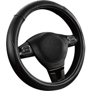 Skechers Memory Foam Steering Wheel Cover,Piping Microfiber Leather Steering Wheel Cover Sporty Universal Fit 14" 1/2-15" Car Wheel Protector for Men Women Fit Suvs,Vans,Sedans,Car,Trucks,Black