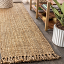 JONATHAN Y Handwoven Jute Fringe Natural Runner Rug, 2x8, Pata, Bohemian, Rustic, Cottage, Easy-Cleaning for Living Room, Bedroom, Kitchen, Non-Shedding (NRF103A-2)