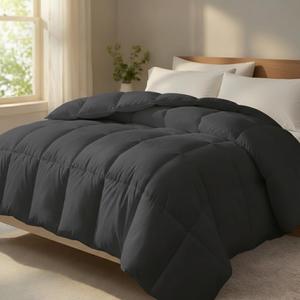 TEKAMON All Season Oversized Queen Comforter,Down Alternative Duvet Insert,Dark Grey