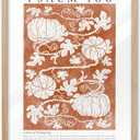 EcoHest Fall Botanical Pumpkins Framed Wall Art, Large 16x20 in OAK Wood Christian Psalm 100 Canvas Wall Art, Beige Logs A Psalm of Thanksgiving Home Decor Set of 1 for Bedroom Living Room