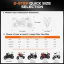 Motorcycle Cover Waterproof Outdoor, 300D Heavy Duty, UV & Rain Resistant, 3 Wind-Resistant Buckles, Dual Lock Holes, Includes Storage Bag, Fits Most Motorcycles/Scooters up to 86.6",Black