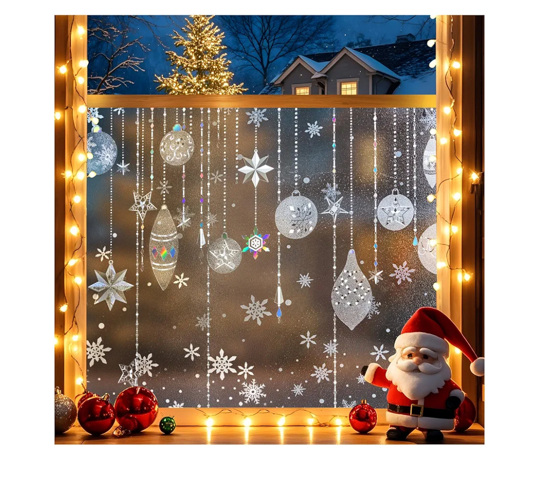 2 Pack Viseeko Window Privacy Film Frosted Glass Window Film Static Cling UV Blocking Window Film Decorative Christmas Window Cling for Dining Room, Living Room 17.7”x 78.7” Amazon's Choice
