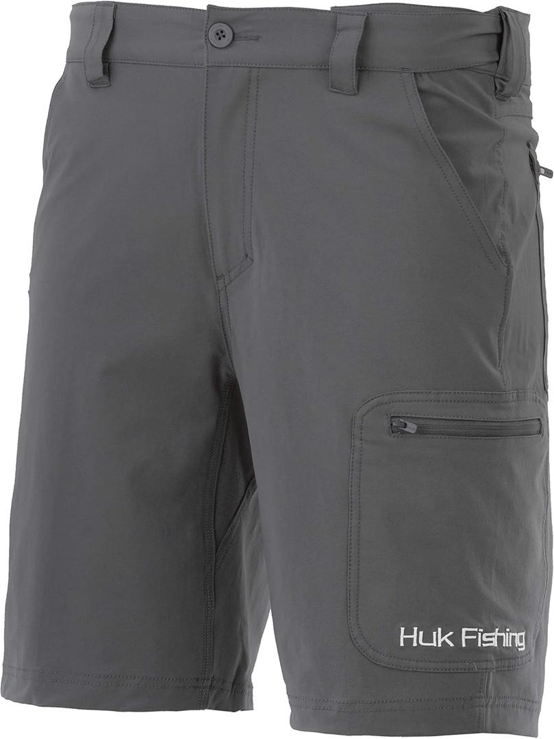 HUK Men's Next Level Quick-Drying Performance Fishing Shorts (XX-Large, Charcoal - 10.5")