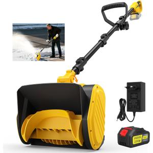 Snow Mill Battery, Electric Snow Shovel, 20V Useful Width 28cm, Snow Height Max. 15 cm, Cordless Snow Blower, 2400 RPM, 3000 mAh Battery (Black)