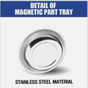 HORUSDY Magnetic Tray | 2-Piece | Round Magnetic Parts Tray | 3 Inch 4 Inch 6 Inch Magnetic Tray for Mechanic's | Stainless Steel