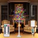 6FT Lighted Birch Tree, Birch Tree with 130 LED Lights, 8 Flash Modes and Timer, Light Up Twig Christmas Tree for Indoor Outdoor Home Party Garden Wedding Decorations (Warm White & Multicolor)