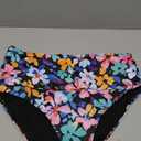 Tempt Me Women's High Waisted Bikini Bottom Tummy Control Ruched Bathing Suit Swim Bottom (Large, Colorful Flower)