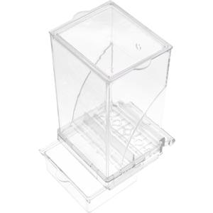 HEMOTON Automatic Bird Feeder for Parrots and Finches Indoor Cage Food Dispenser with Anti-Spill Design Plastic Reusable Bird Food Container