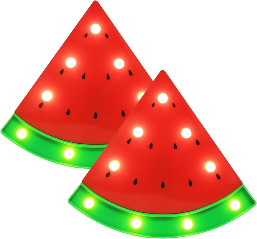 LED Marquee Signs Watermelon Night Lights, Battery Operated Watermelon Shaped Desk Table Lamp for Christmas Kids, Baby, Child, Girl Gift, Nursery Room, Wall Decor- Red Watermelon 2Pcs