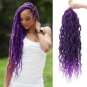 8Packs Faux Locs Crochet Hair 24Inch Crochet Locs, Soft Locs With Curly Ends Boho Faux Locs Purple Crochet Hair for Black Women(Purple, 24Pack of 8))