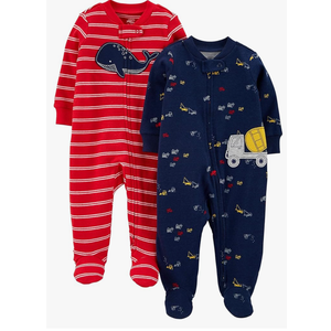 Simple Joys by Carter's Baby Boys' 2-Way Zip Thermal Footed Sleep and Play, Pack of 2 size 3-6M