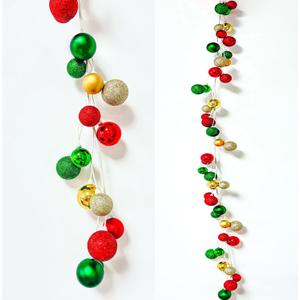 6ft Christmas Ball Garland  DecorSea Glitter & Shiny Baubles, Elegant Holiday Decoration for Mantel, Stairs, Door Frame & Tree Decor (Red&Green&Gold)