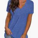 Sipaya Womens T Shirts Basic V Neck Tee Loose Fitting Casual Short Sleeve Tops.3XL
