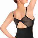 MOLLDAN Women Dance Camisole Leotards,Adjustable Straps,Front Breast Lining,Mesh Hollow Back (Large, Black)