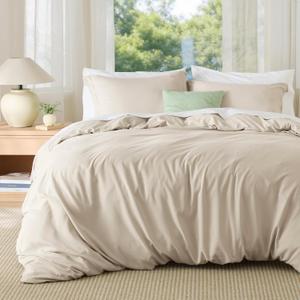 Bedsure Duvet Cover Queen Size - Soft Double Brushed Bedding Set for Kids & Adults, Zipper Closure, 3 Pieces, Includes 1 Duvet Cover (90"x90") & 2 Pillow Shams, NO Comforter, Linen