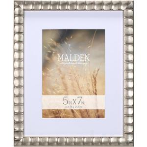 Malden International Designs 7x9 Matted To 5x7 Matted Bamboo Picture Frame with Gold Finish