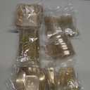 HEHIPLE 200 Pcs Mini Appetizer Plates with Spoons and Forks, Clear Disposable Dessert Bowls and Serving Trays, Tiny Plastic Party Plates for Appetizers, Tastings, Desserts (Gold)