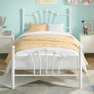 VECELO Twin Size Bed Frame with Headboard/Footboard, Mattress Foundation with Steel Slat Support, Under Bed Storage, No Box Spring Needed, Easy Assembly, Black