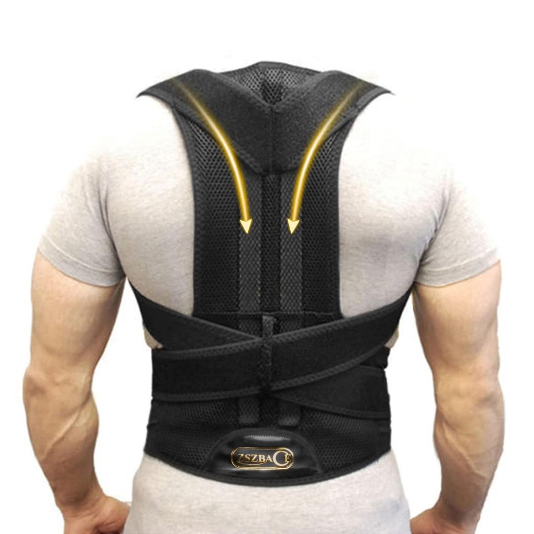 ZSZBACE Back Brace Posture Corrector for Men and Women, Full Adjustable for Upper and Lower Back Pain Relief- Scoliosis Hunchback Thoracic Spine Corrections and Back Support (Large (Pack of 1))
