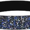 COTIM COYIN Women's Rhinestone Stretchy Waist Belt, Shiny Party Waist Belt (Blue)