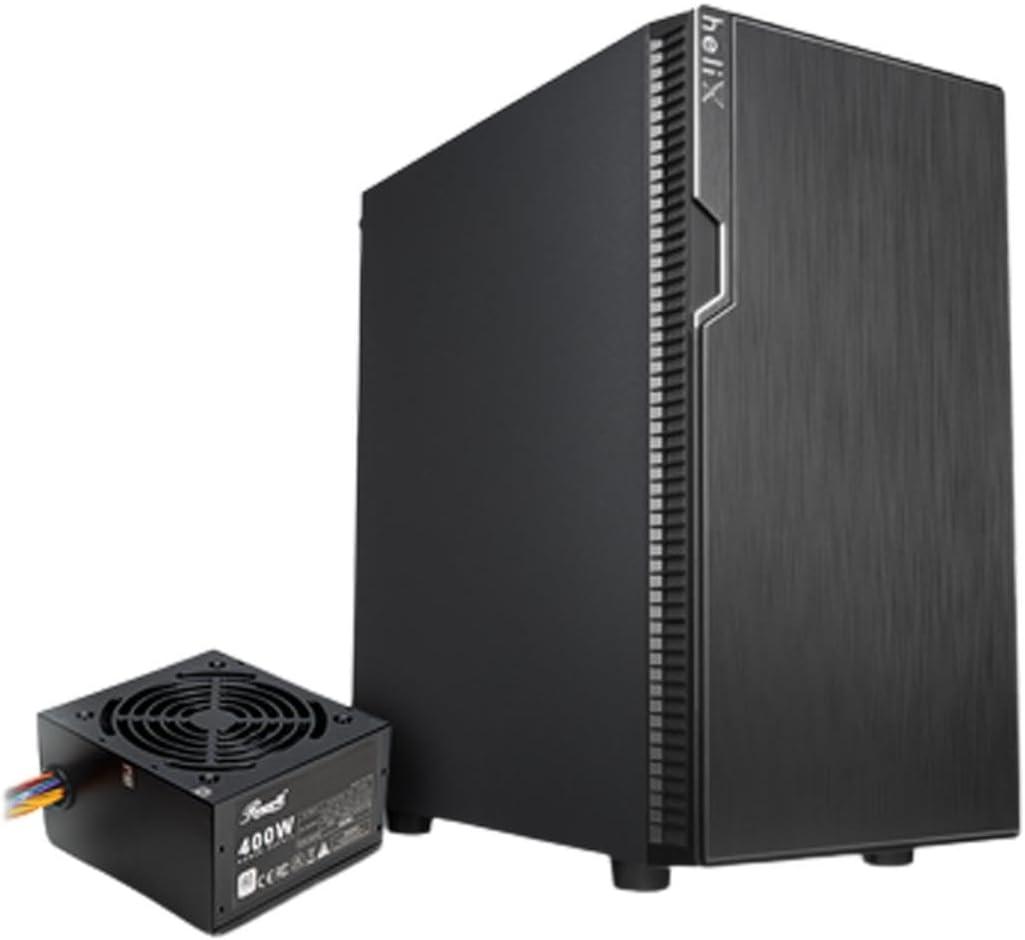 Rosewill FBM-X2-400-HELIX Micro ATX Mini Tower Desktop Gaming & Office PC Computer Case with Pre-Installed 400W Power Supply, 240mm AIO Support, 2X USB 2.0, 1 USB 3.0