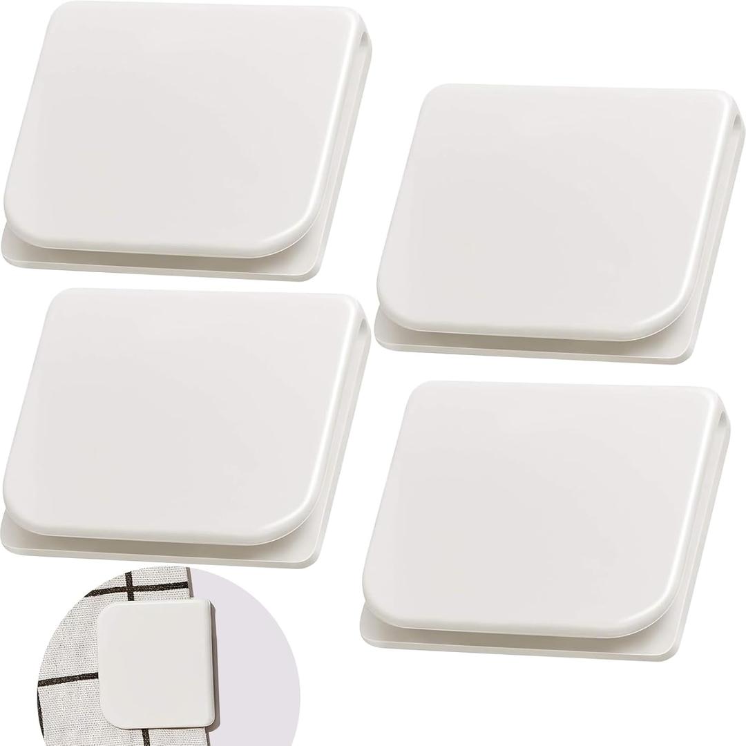 Jetec 4 Pieces Shower Curtain Clips for Liner, Self Adhesive Shower Splash Guard Curtains Clip, Windproof Curtain Holders Weight Guards to Wall Hold in Bathroom Bathtub, White