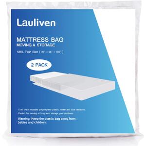 2-Pack Mattress Bag for Moving - Twin Size Mattress Storage Bag - 5 Mil Heavy Duty - Extra Thick Mattress Cover Protection - 39 x 100 Inch