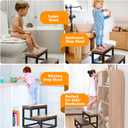 2 Step Wooden Step Stools for Adults Kids, Heavy Duty Stepping Stools Wooden Bed Step Stools for High Beds, Non-Slip 2 Bedside Foot Stool with 500 Lbs Capacity, Kitchen, Bed, RVS Step, Rustic Brown