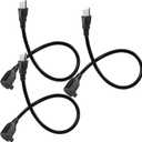 [3 Pack] Black Short Power Extension Cord - 1.5FT 3 Prong Mini Indoor Grounded Extension Cord,16AWG Small Electrical AC Power Cord for Outlet Saver,Rated for 13AMP Home Appliance Extender Cord(3)