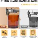 SHOWIN 14 OZ Thick Candle Jars for Making Candles 12 Pcs, 3 Wick Empty Jars with Wood Lids for Candle Making, Sample Container,Clear Brown